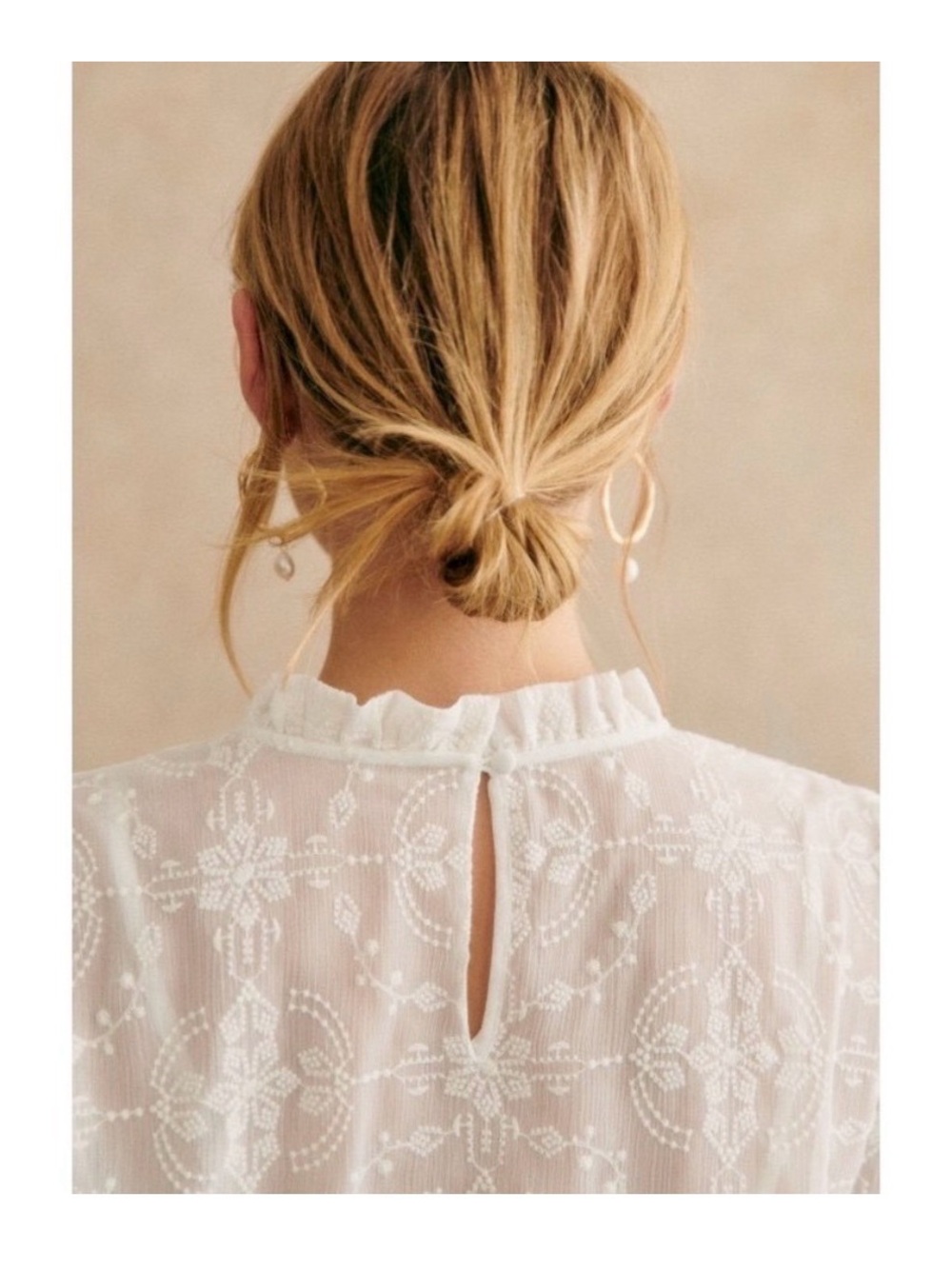 Sezane Valentine White Embroidered Long-Sleeve Blouse - Picture 2 of 7